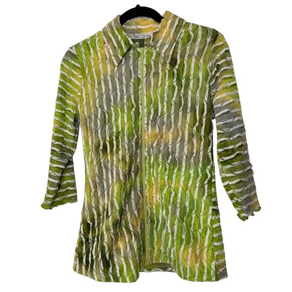 Snoskins Jackets & Blazers - Snoskins XS Jacket Zip Front Textured Crinkle Green Yellow Lightweight